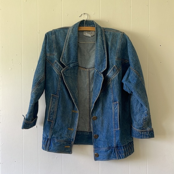 S.B.II Bitterman Jean Jacket Vintage 80’s 90’s Oversized M Medium Shoulder Pad - Picture 1 of 6